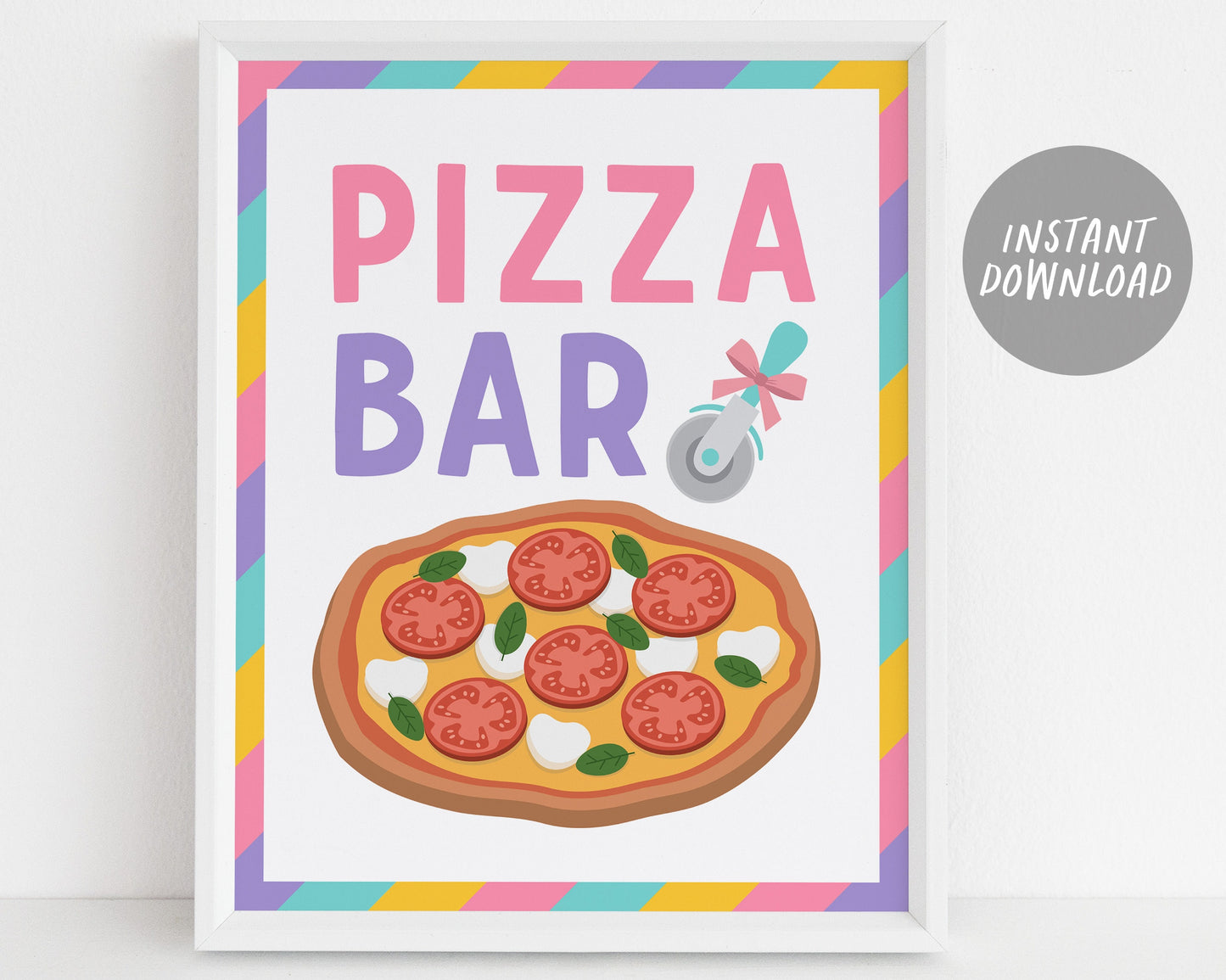 Pizza Popcorn and Pajamas Party Signs BUNDLE For Birthday, Popcorn Bar Sign Toppings, Pizzeria Slumber Sleepover Party Favors Sign Pajama