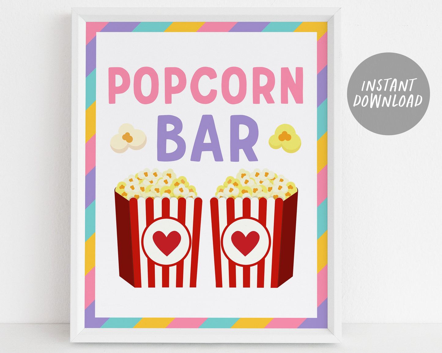 Pizza Popcorn and Pajamas Party Signs BUNDLE For Birthday, Popcorn Bar Sign Toppings, Pizzeria Slumber Sleepover Party Favors Sign Pajama