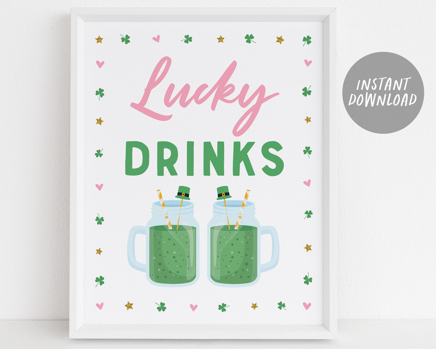 St. Patrick's Day Favors Table Sign Printable, Shamrock Birthday Party Baby Shower Decor, Cards and Gifts, Irish Shenanigans, Saint Patty's