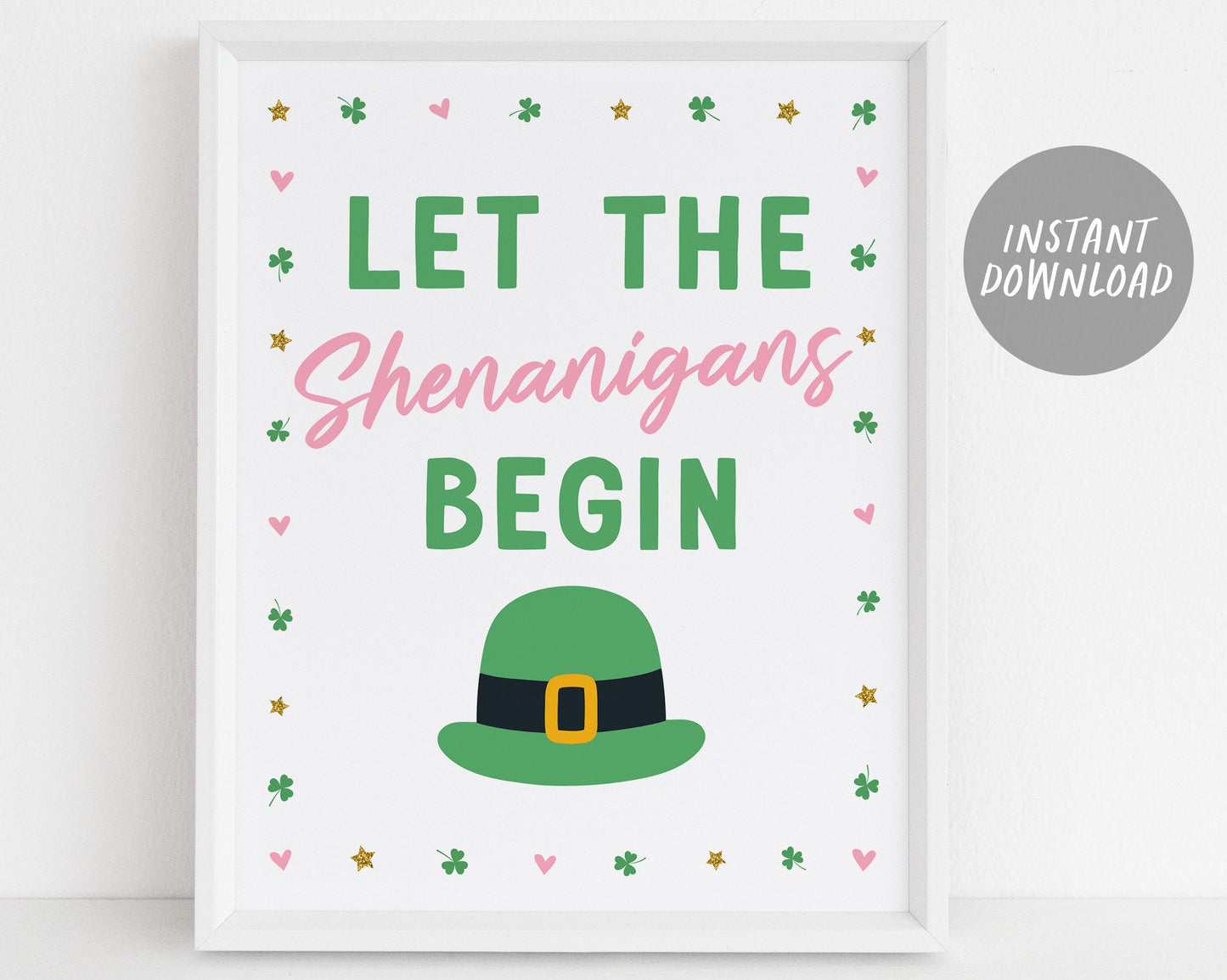 St. Patrick's Day Favors Table Sign Printable, Shamrock Birthday Party Baby Shower Decor, Cards and Gifts, Irish Shenanigans, Saint Patty's