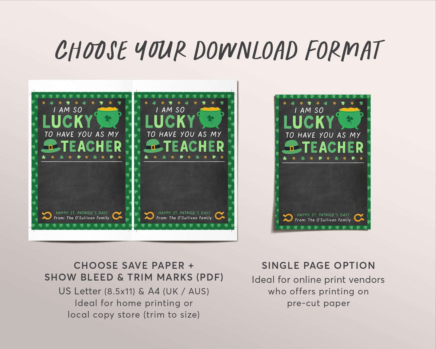 St. Patrick's Day Coffee Gift Card Holder Editable Template, Teacher Appreciation Nurse Staff Client Babysitter PTO, Lucky To Have You As