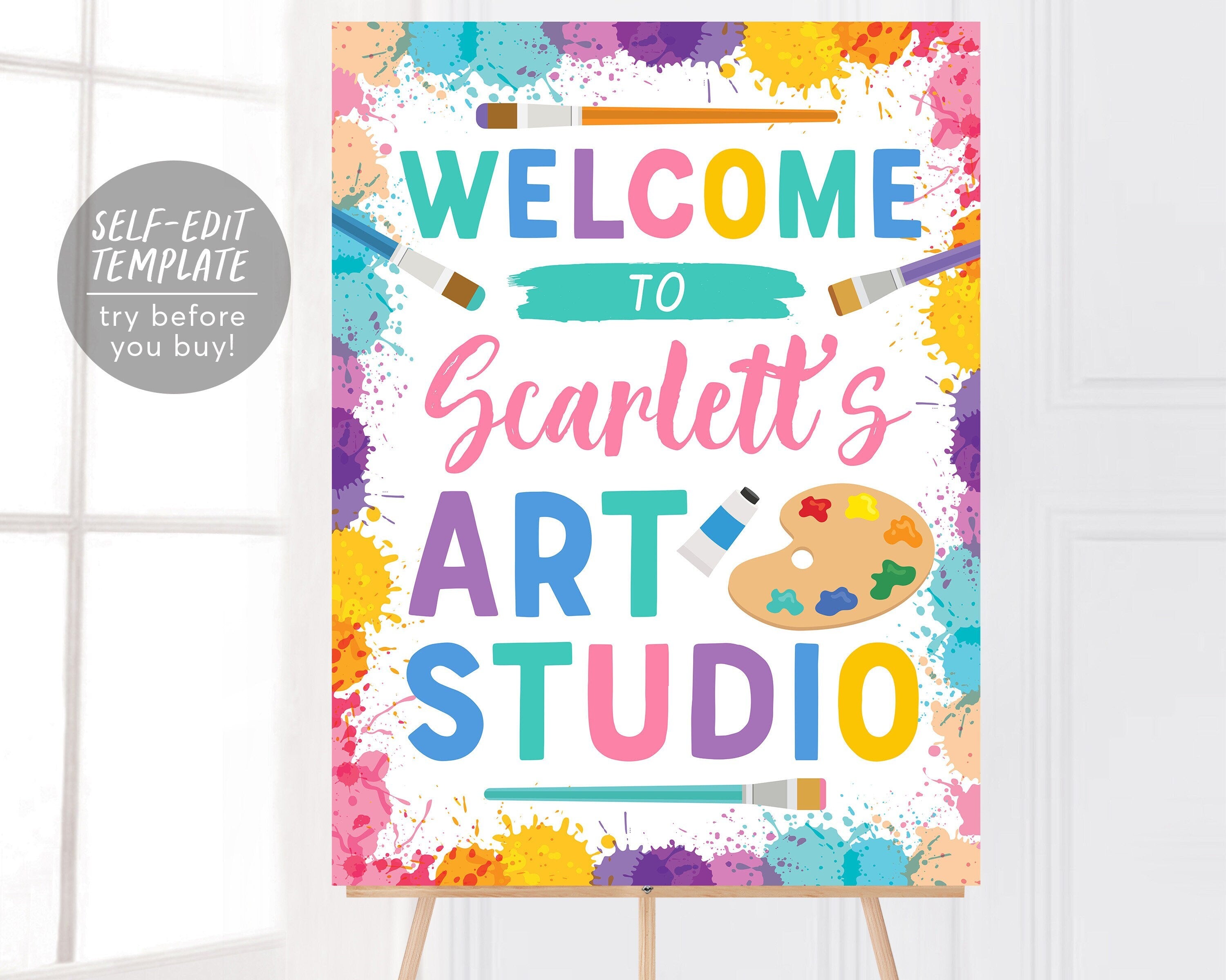 Art Party Birthday Poster Birthday Party Editable Template, Art Studio – Puff  Paper Co