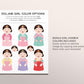 Korean Milestone First Birthday Sign GIRL Editable Template, Doljanchi Dol Dohl Doljabi Hanbok Stats Board 1st Birthday Party Poster