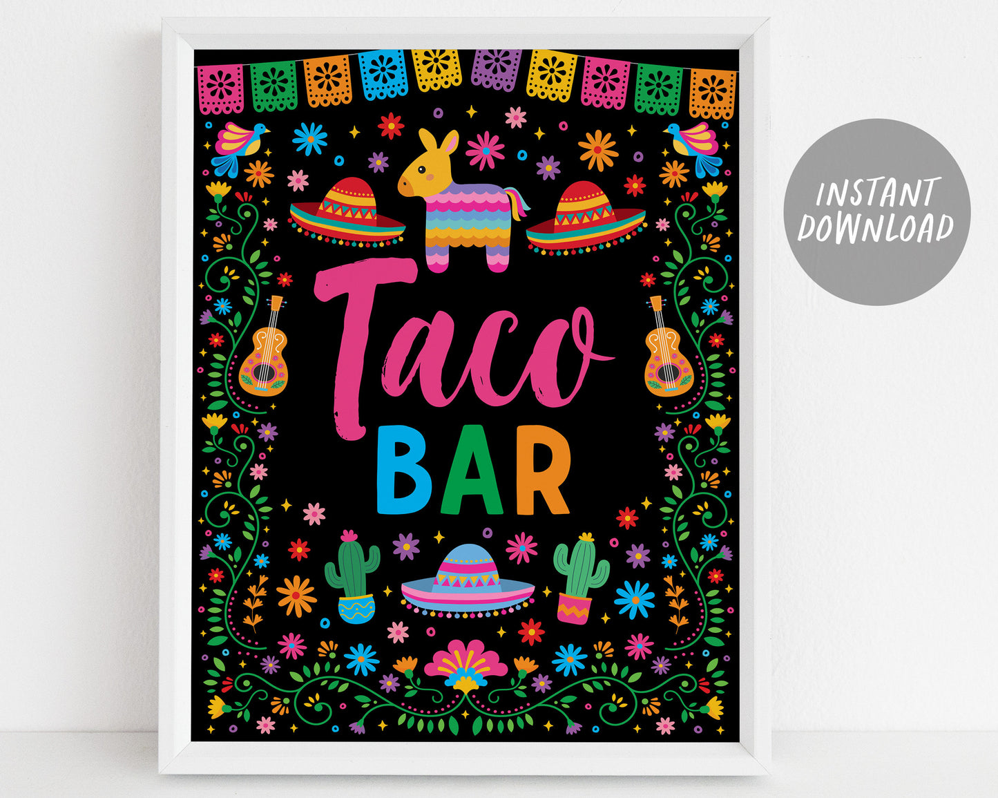 Fiesta Party Signs BUNDLE For Birthday, Mexican Theme Cinco de Mayo Signage, Taco Churro Bar Food Table Sign, Sip Sip Ole, Muchas Gracias