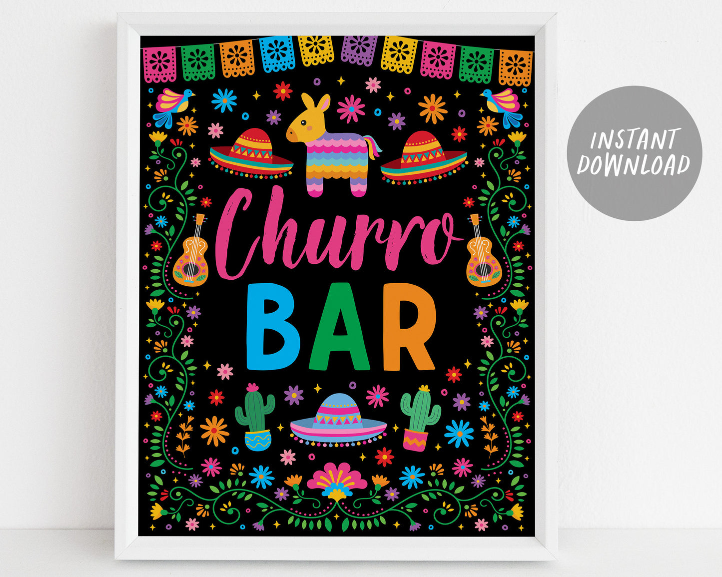 Fiesta Party Signs BUNDLE For Birthday, Mexican Theme Cinco de Mayo Signage, Taco Churro Bar Food Table Sign, Sip Sip Ole, Muchas Gracias