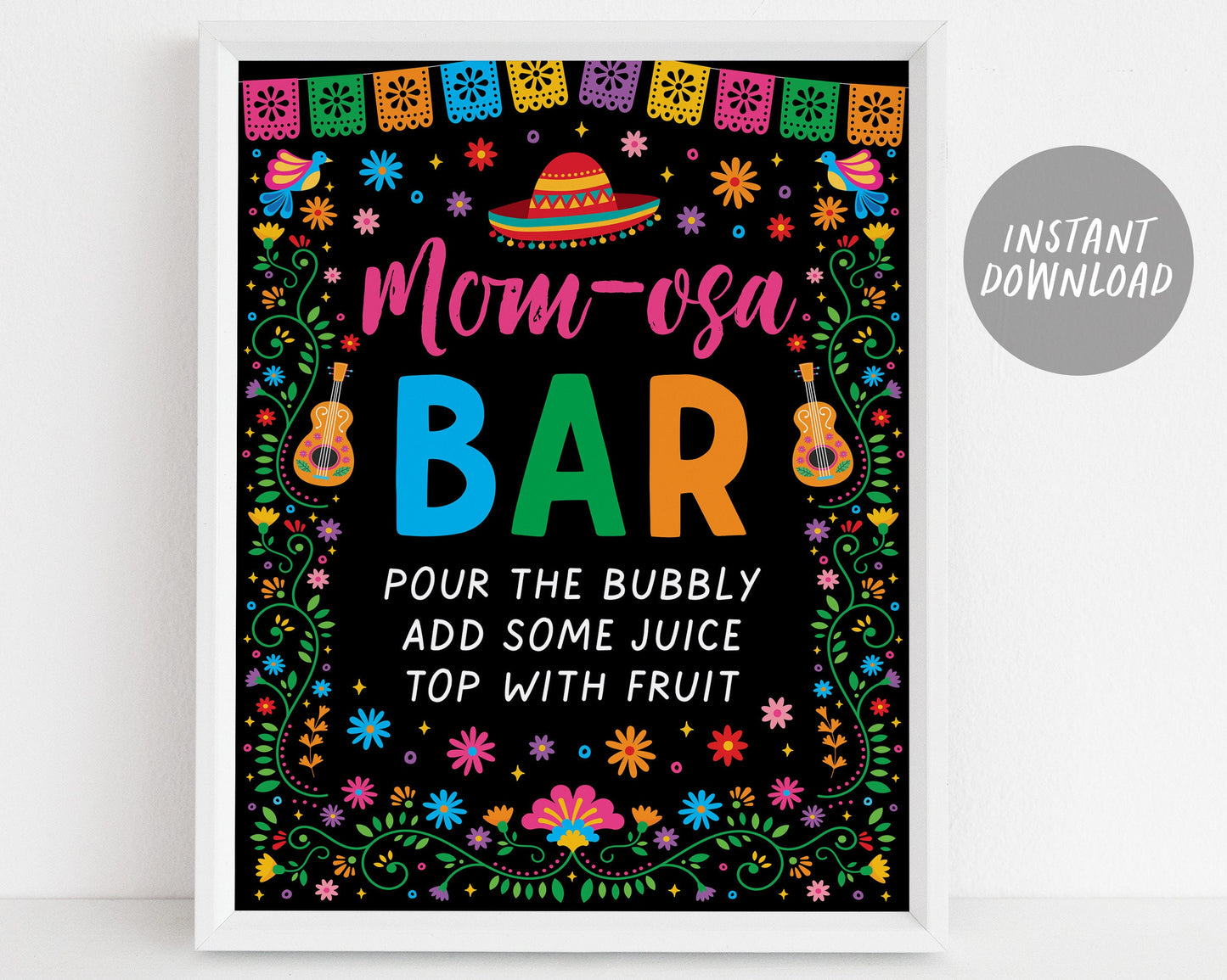 Fiesta Party Signs BUNDLE For Baby Shower, Mexican Theme Diaper Raffle Games, Guess How Many Hot Tamales, Momosa Mimosa Taco Food Table Sign