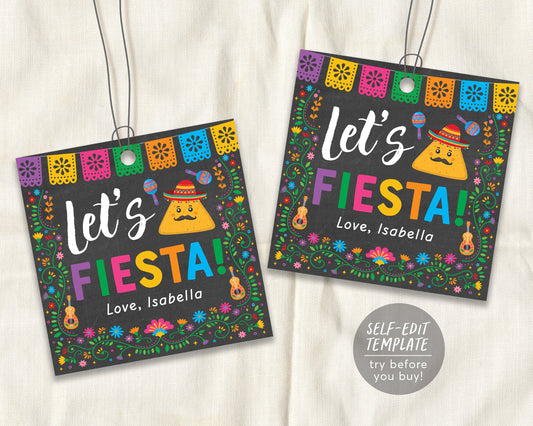 Fiesta Cinco De Mayo Gift Tag Editable Template, Mexican Themed Nacho Taco Thank You Treat Favor Tags, Label Appreciation Printable