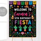 Mexican Fiesta Birthday Welcome Sign Editable Template, Cactus Hat Mexican Party Girl Welcome Sign Printable Cinco de Mayo Party Decorations