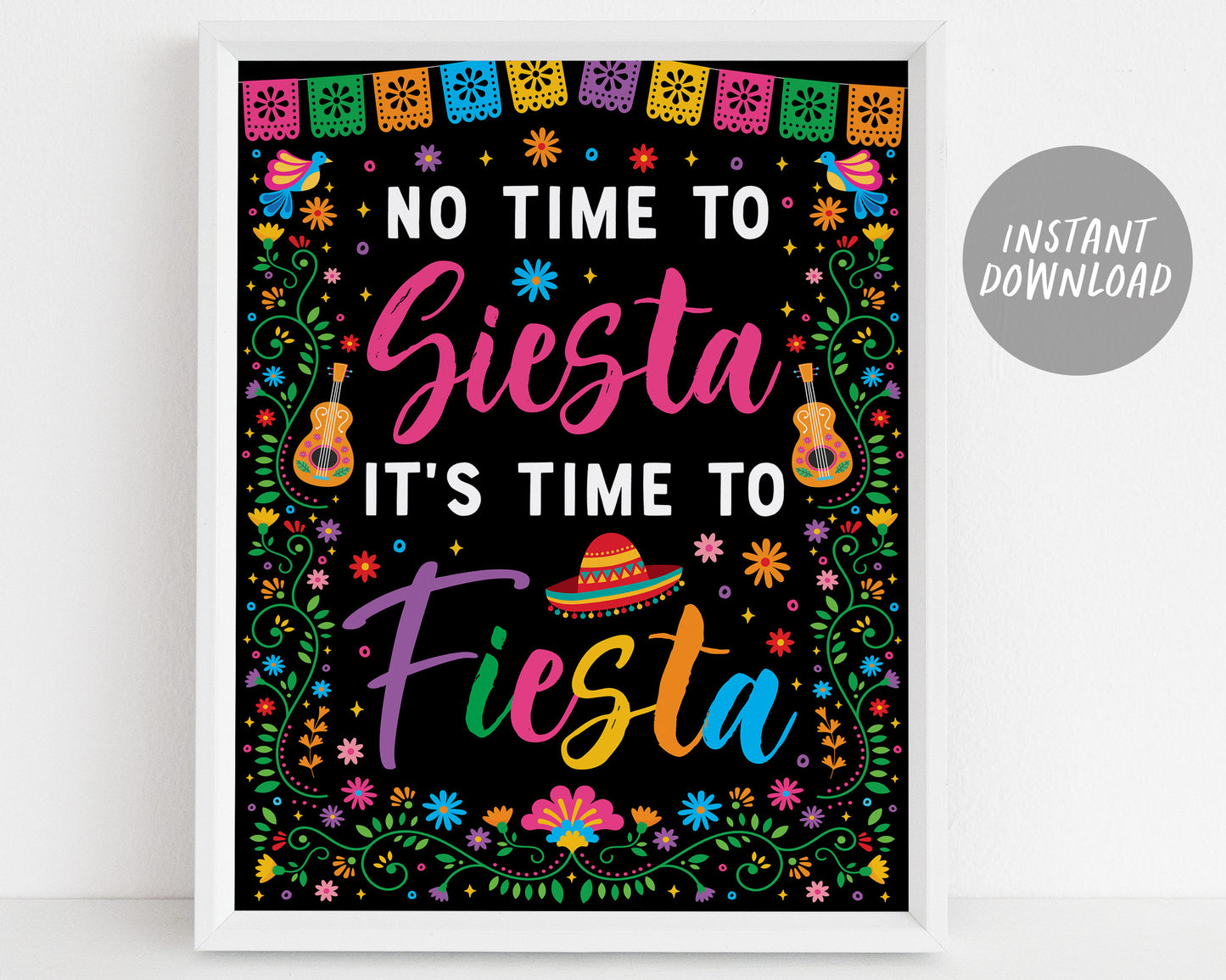 Fiesta Party Signs BUNDLE For Birthday, Mexican Theme Cinco de Mayo Signage, Taco Churro Bar Food Table Sign, Sip Sip Ole, Muchas Gracias