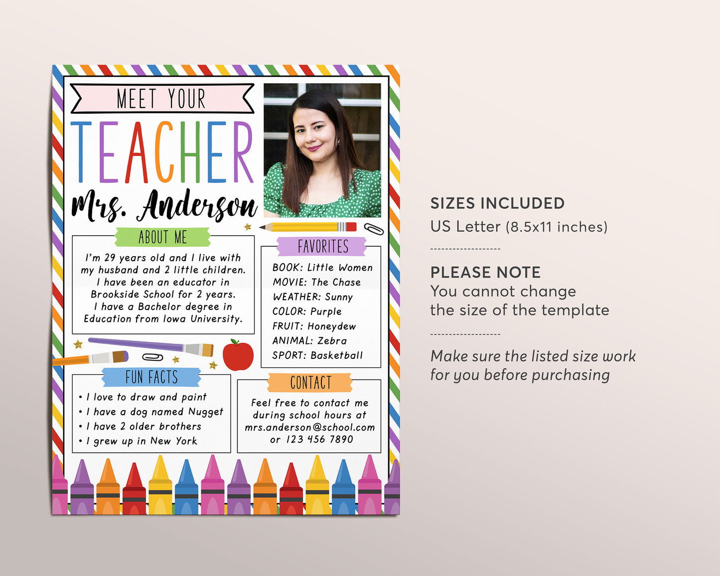 Meet The Teacher Editable Template, Back To School Welcome Letter Printable Start of School Elementary Newsletter Parent Communication Form