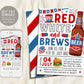 4th of July Invitation Editable Template, Fourth of July Celebration Invite, Red White and Brews Beer And Fireworks, Independence Day BBQ