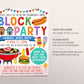 Neighborhood Block Party Invitation Editable Template, Neighborhood Open House, BBQ Picnic Summer Party Flyer, Street Party Community Dinner