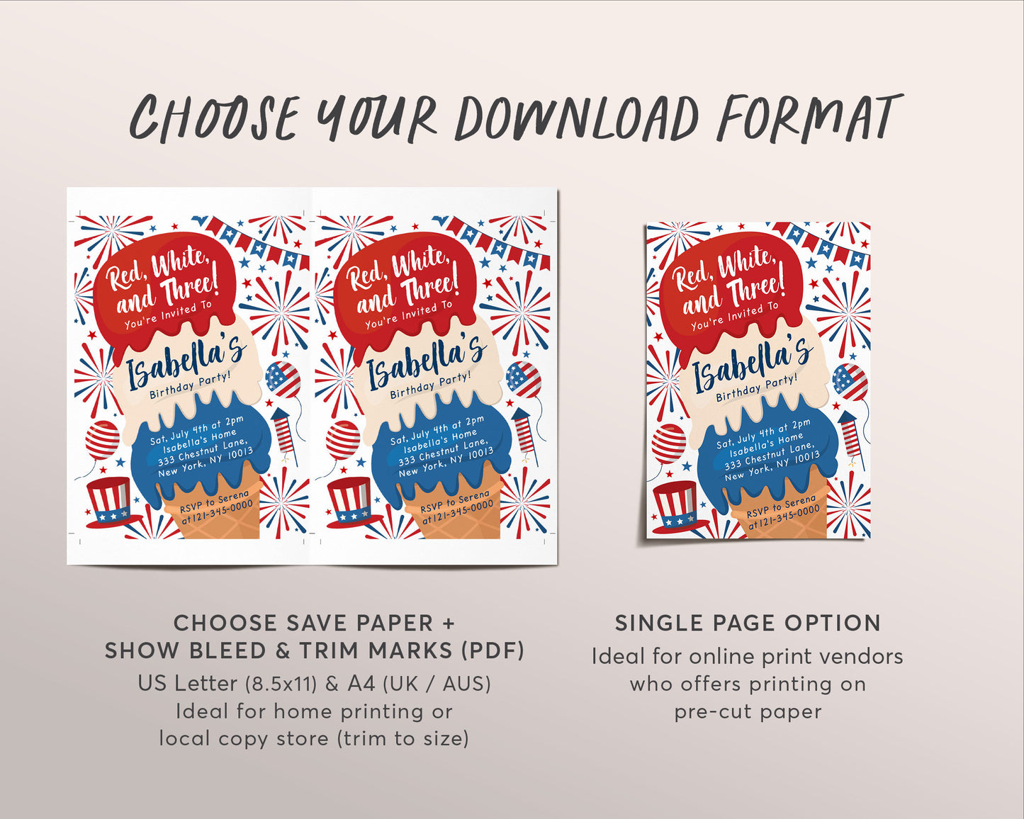 4th Of July Ice Cream Birthday Invitation Editable Template, Stars And Stripes Patriotic Ice Cream Truck Party Invite Evite, Red White Blue