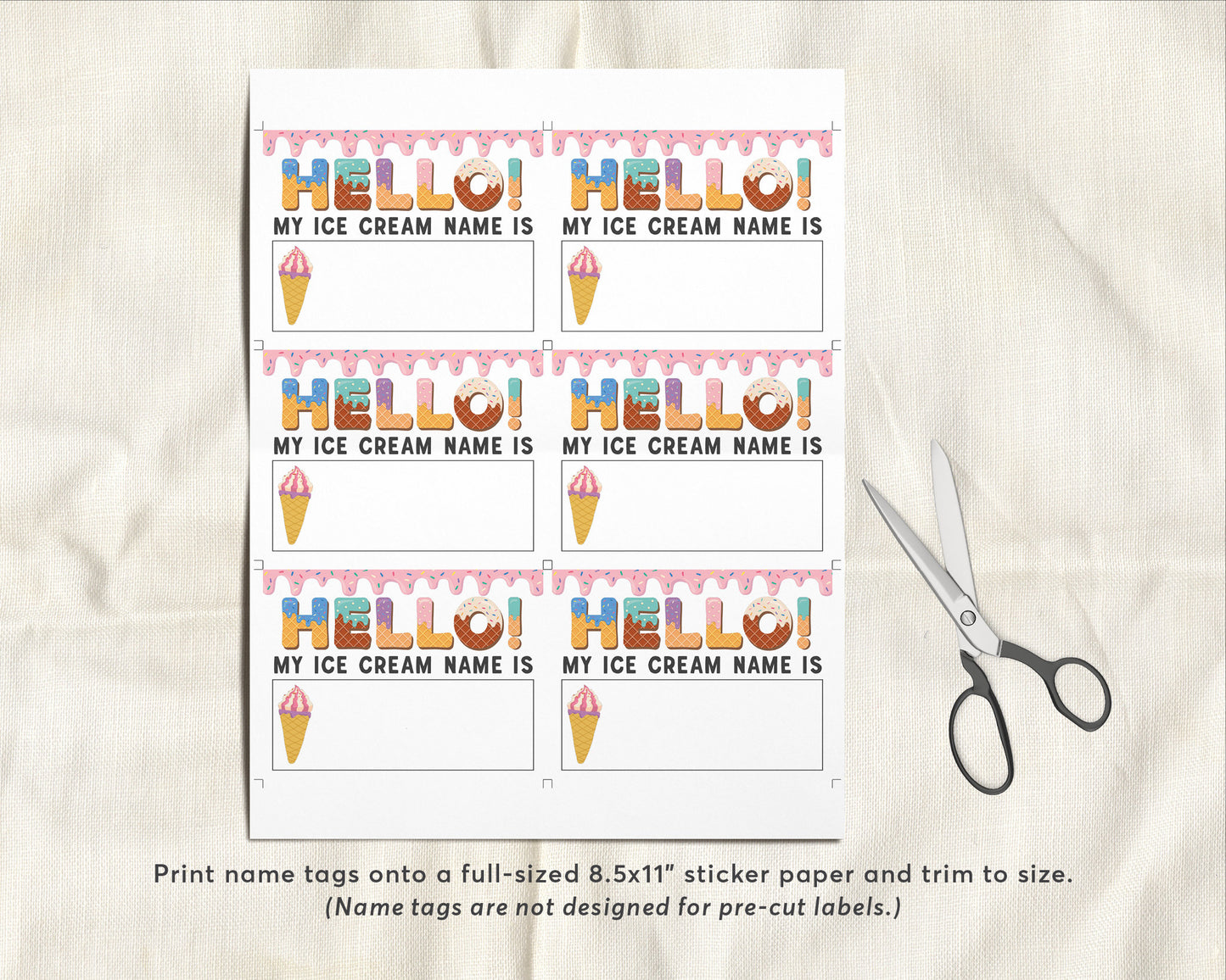 Whats Your Ice Cream Name Game, Ice Cream Name Sign Printable, Girl Summer Birthday Party Games Poster Decor, Ice Cream Name Tag Activity