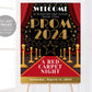 Red Carpet Dance Welcome Sign Editable Template, Prom School Dance Hollywood Theme Party Poster, VIP Access Homecoming Dance Printable Sign