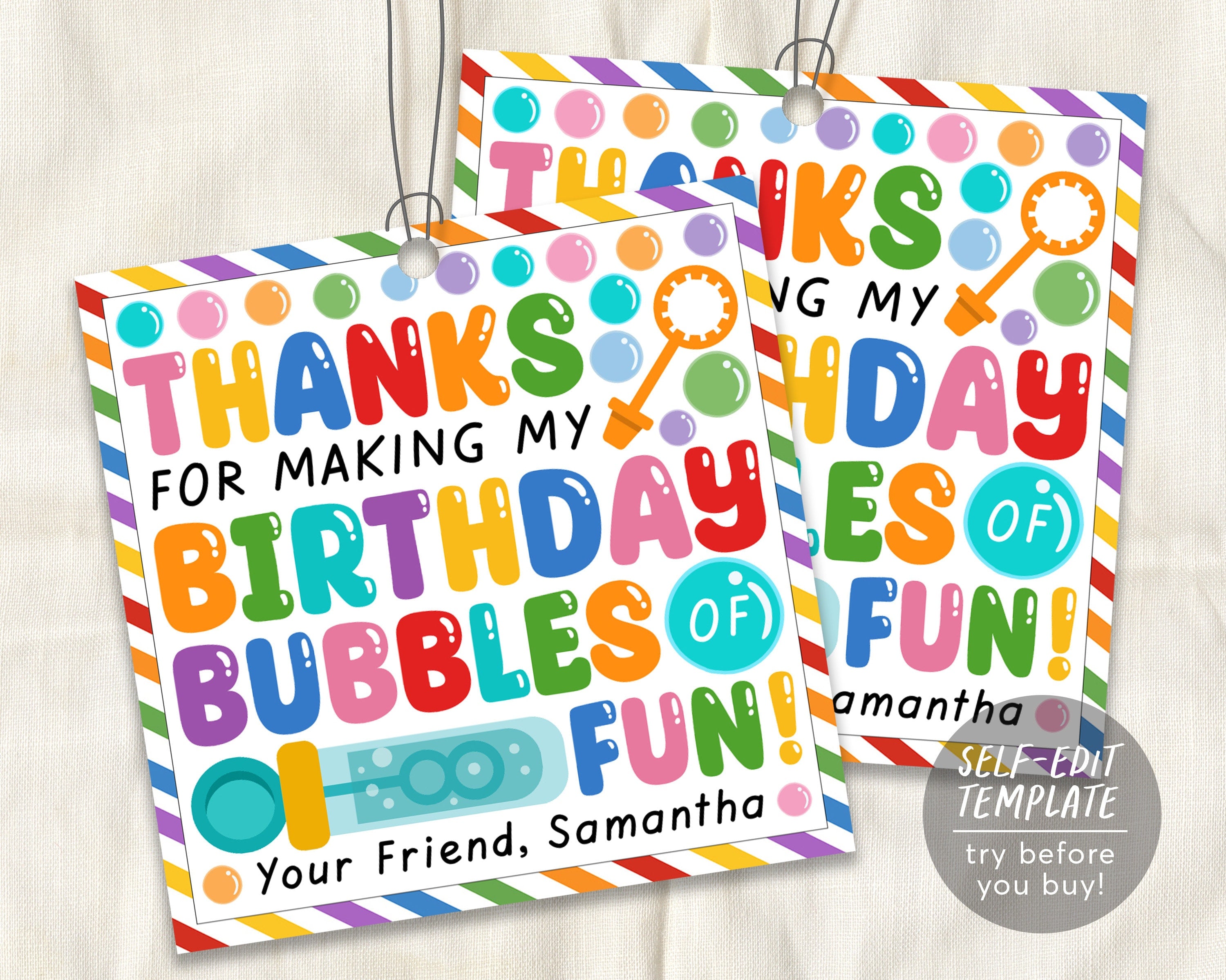 Slime GIRL Thank You Birthday Party Tags Editable Template, Slime Favo –  Puff Paper Co