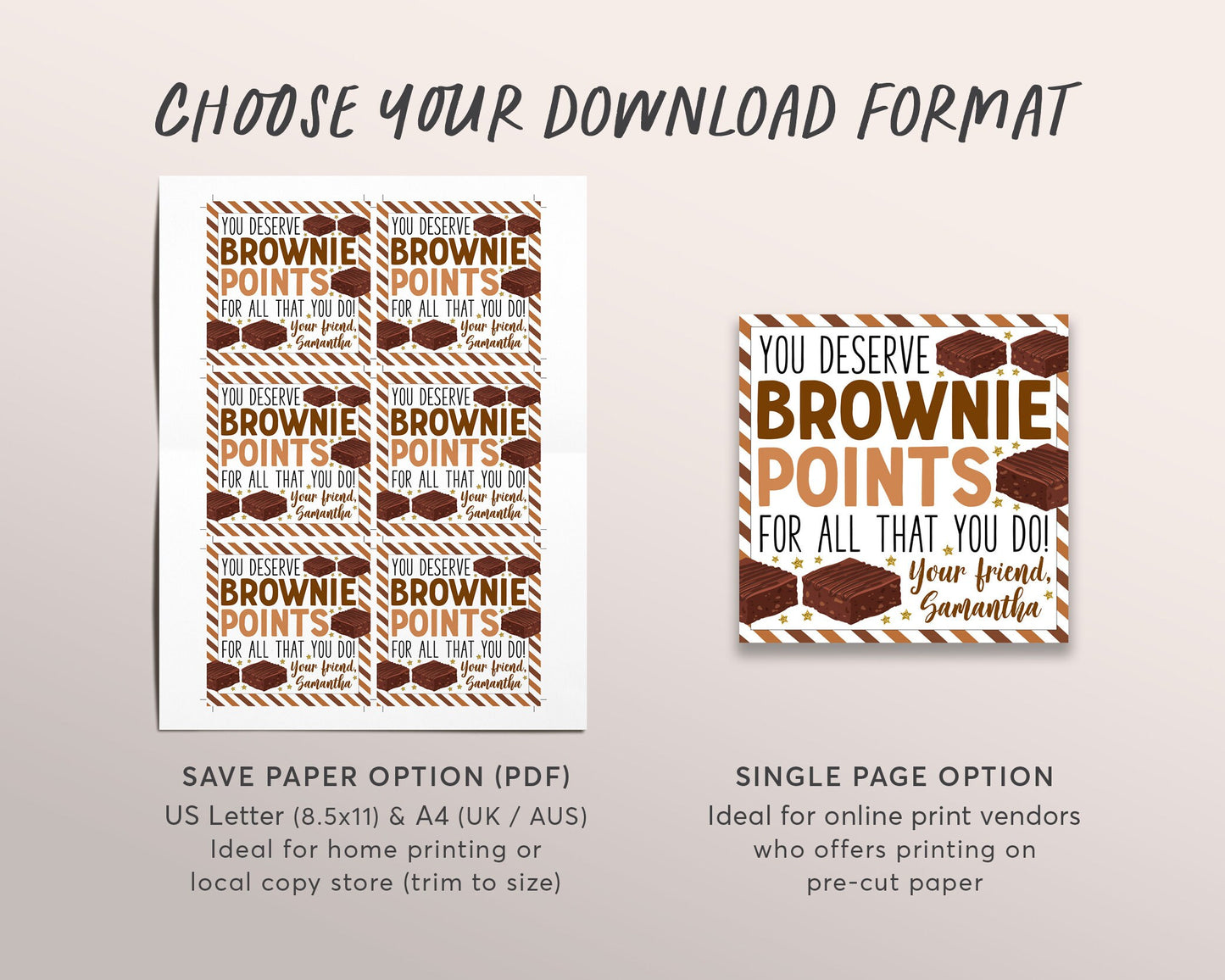 Brownie Favor Tags Editable Template, You Deserve Brownie Points, Employee Volunteer Friend Staff Thank You Appreciation Tag DIY Printable