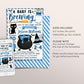 A Baby is Brewing Baby Shower Invitation Editable Template, Blue Witch Themed Boy Halloween Baby Sprinkle Invite Evite DIY, A Little Boo