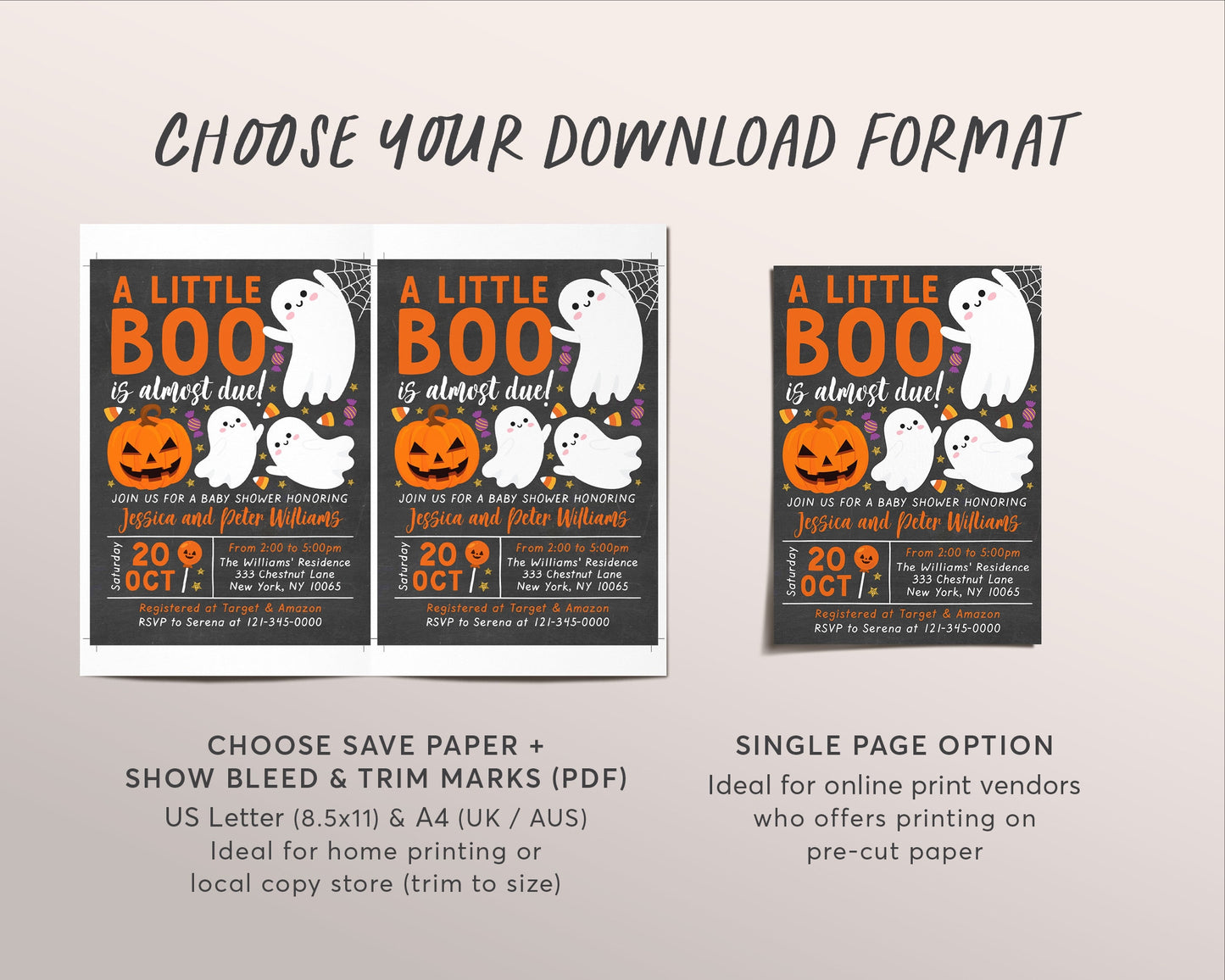 A Little Boo is Almost Due Baby Shower Invitation Editable Template, Chalkboard Gender Neutral Halloween Themed Invite, Fall Baby Sprinkle