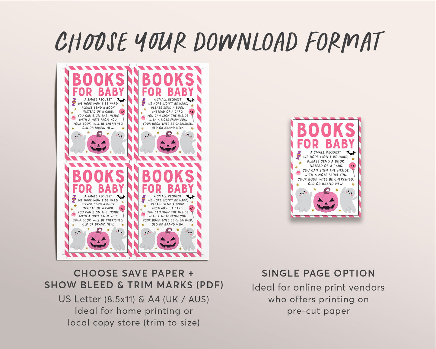 A Little Boo is Almost Due Baby Shower Invitation BUNDLE Suite Editable Template, Girl Halloween Invite Book Request Diaper Raffle Thank You