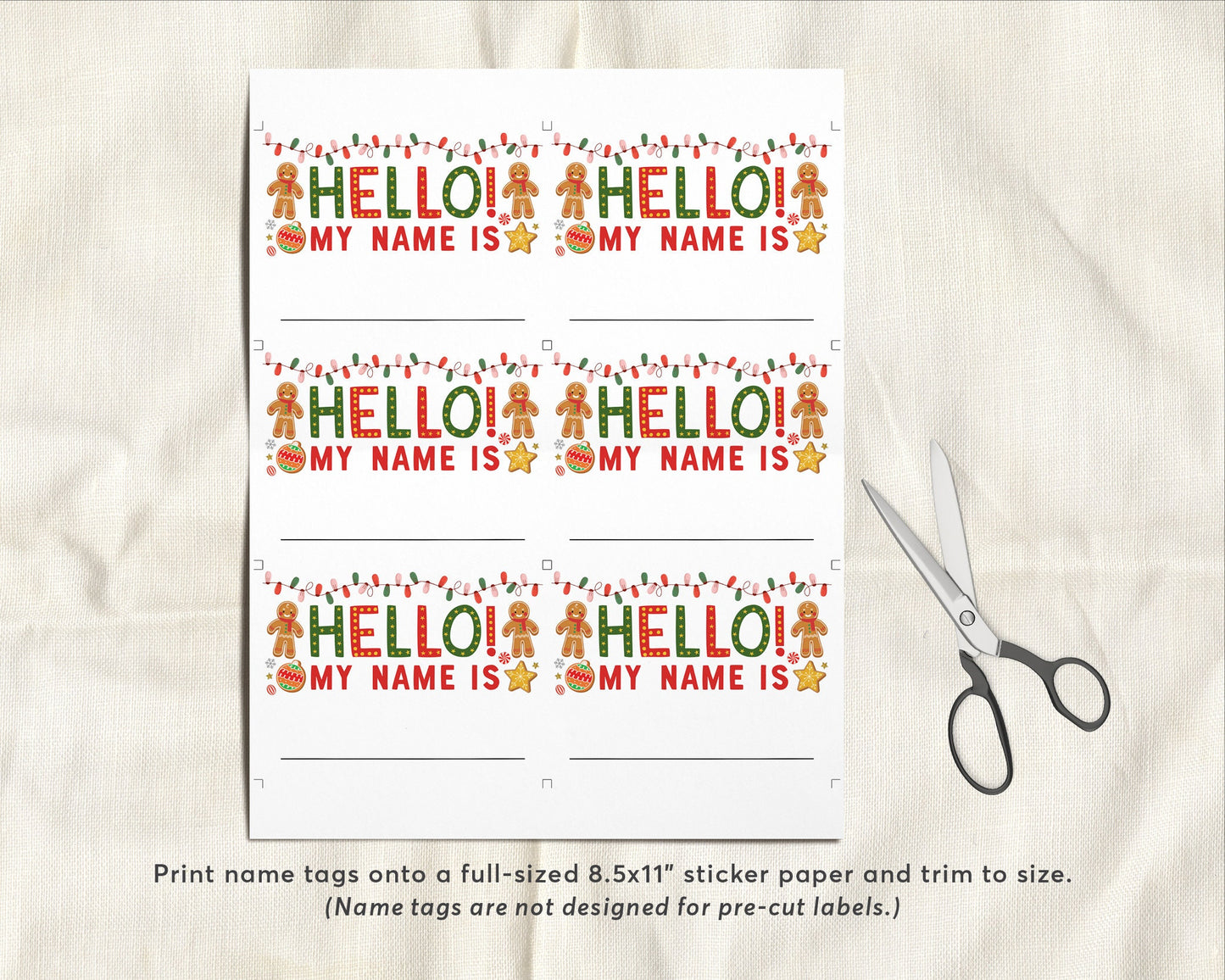What's Your Gingerbread Name Game, Gingerbread Decorating Party Game With Name Tags And Sign Printable, Christmas Holiday Winter Activity