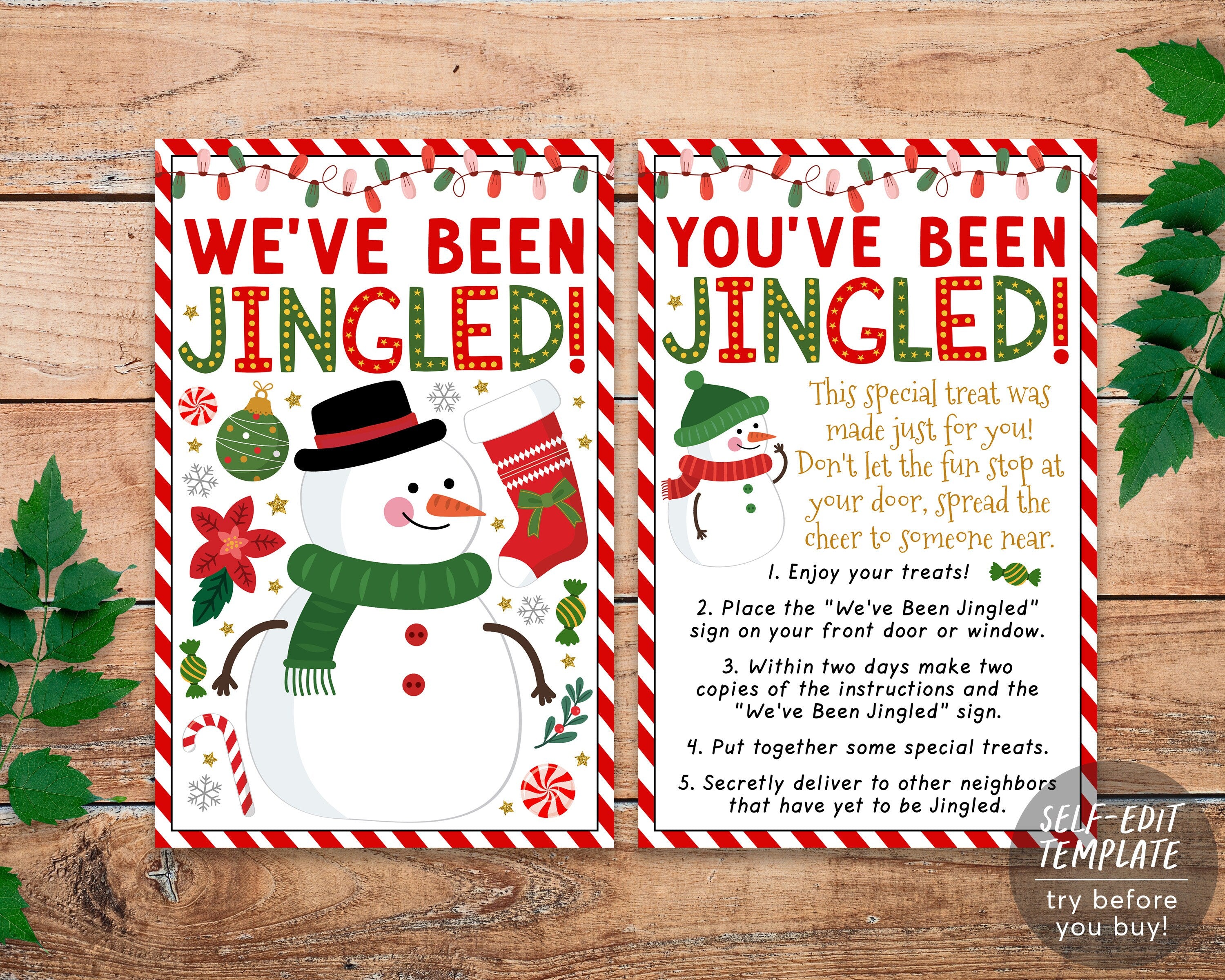 We've Been Ho Ho Ho'd Christmas Game Editable Template, I've Been Jingled  Labels Printable, Santa Sign Instructions, Holiday Party Games