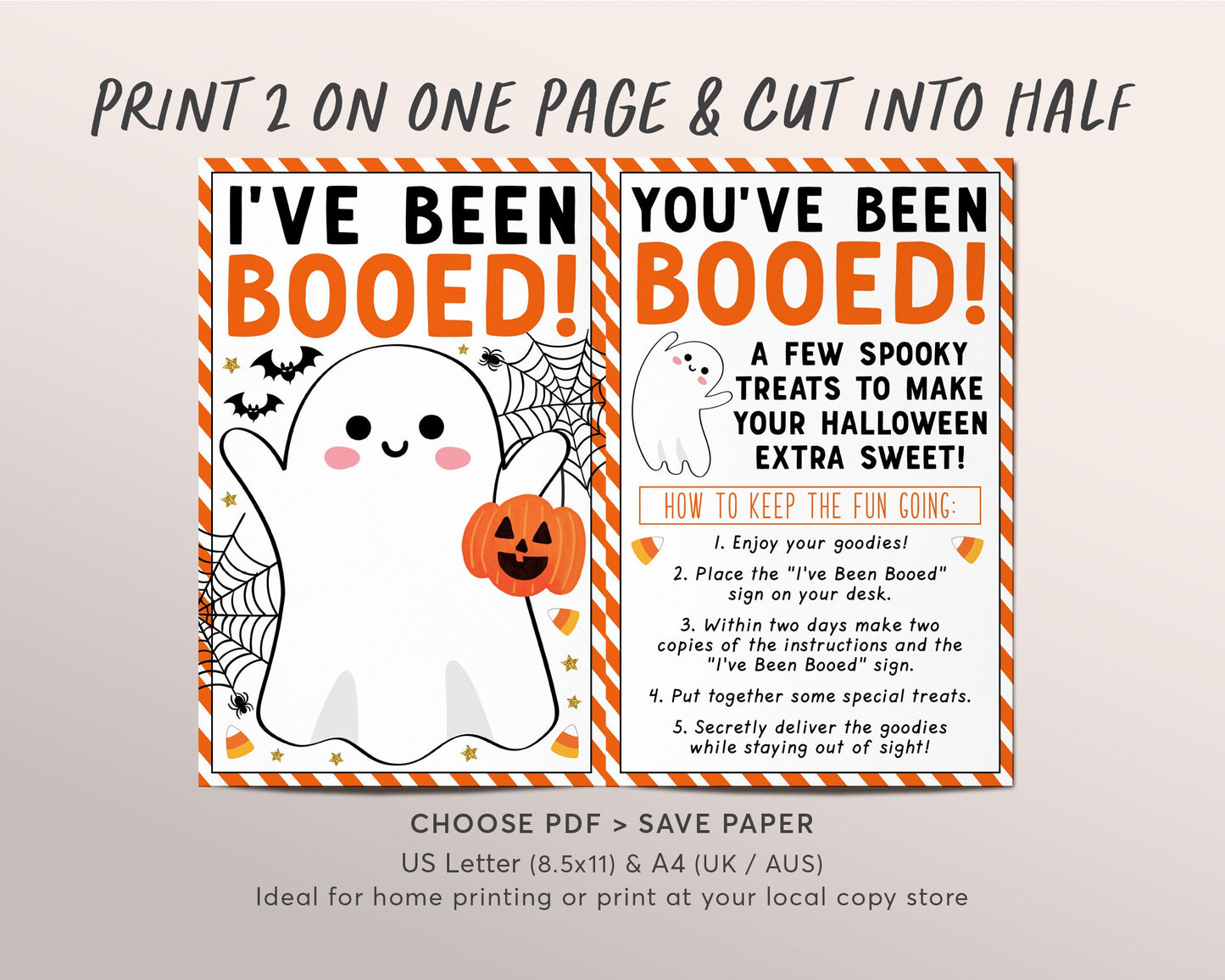 I've Been Booed Coworker Game Editable Template, You've Been Booed Work, Halloween Office Tradition Sign Instructions, Gifts For Co Workers