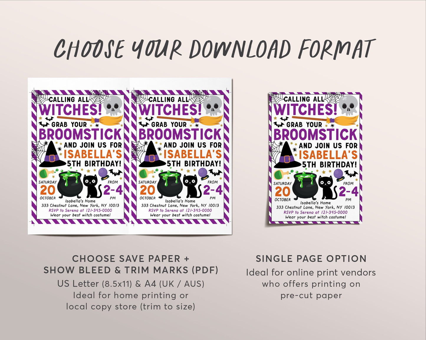Witch Halloween Birthday Invitation Editable Template, Spooktacular Birthday Party Invite, Spooky Witch Theme Unisex Printable, Hocus Pocus