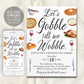 Gobble Till We Wobble Friendsgiving Invitation Editable Template, Funny Thanksgiving Potluck Dinner Party Invite, Holiday Feast Pumpkin Pie
