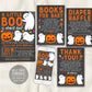 A Little Boo is Almost Due Baby Shower Invitation BUNDLE Suite Editable Template, Chalkboard Halloween Invite Book Request Diaper Raffle