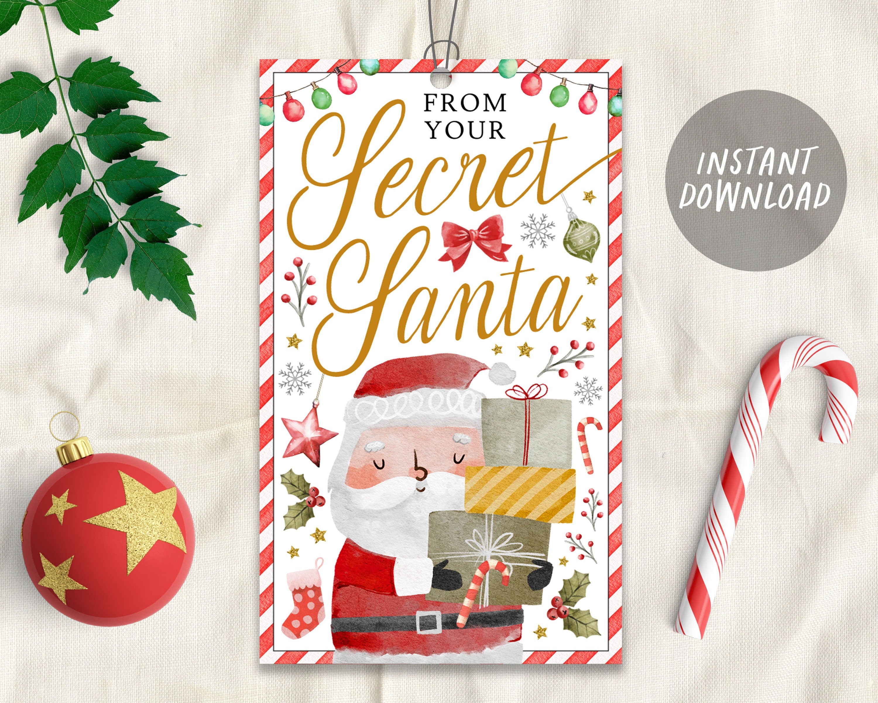 from your secret santa gift tag, christmas santa claus special delivery, gift exchange printable favor tags party favor, instant download