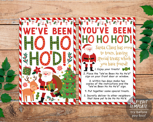 We've Been Ho Ho Ho'd Christmas Game Editable Template, I've Been Jingled Labels Printable, Santa Sign Instructions, Holiday Party Games