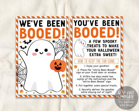 We've Been Booed Game Editable Template, You've Been Booed, Halloween Neighborhood Tradition Sign Instructions Gifts For Neighbors Printable
