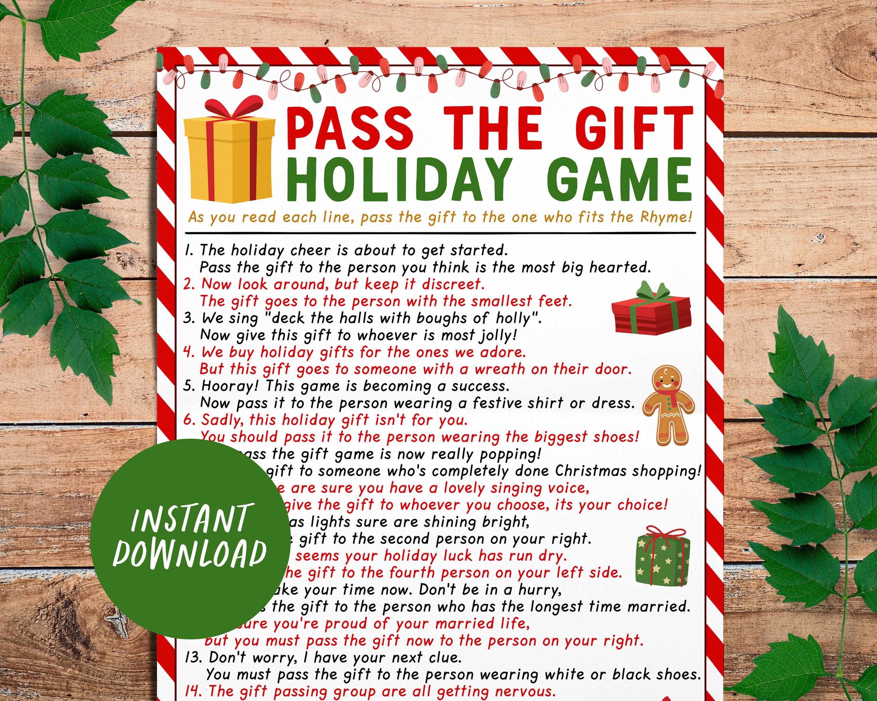 pass the gift holiday game printable, pass the present office coworker christmas party icebreaker activity game, pass the parcel group game