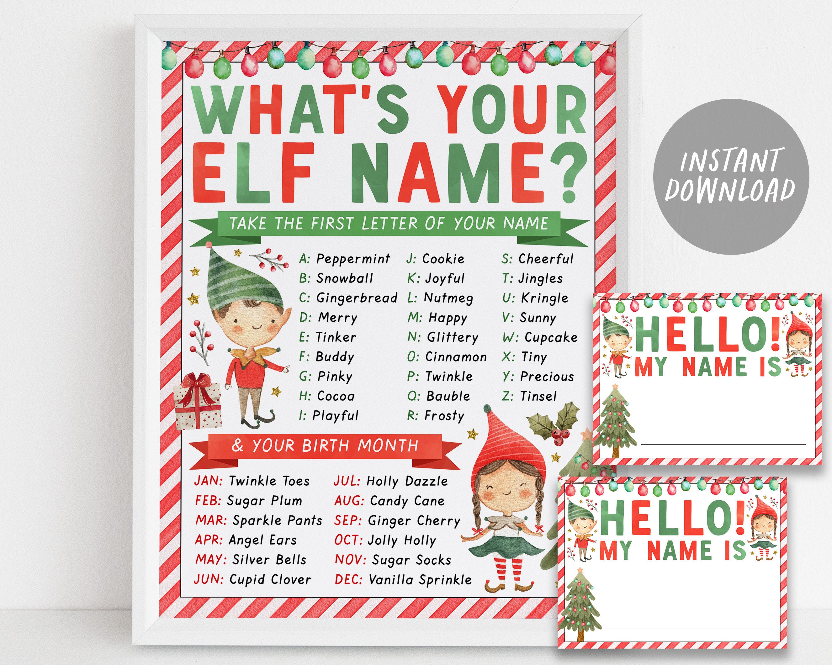 What’s your Elf Name Game, Elves Christmas Party Activity Game