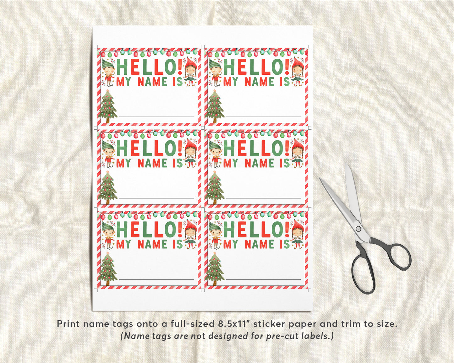 What's your Elf Name Game, Elves Christmas Party Activity Game With Name Tags Sign Printable, Christmas Eve Box Holiday Winter Activity Kids