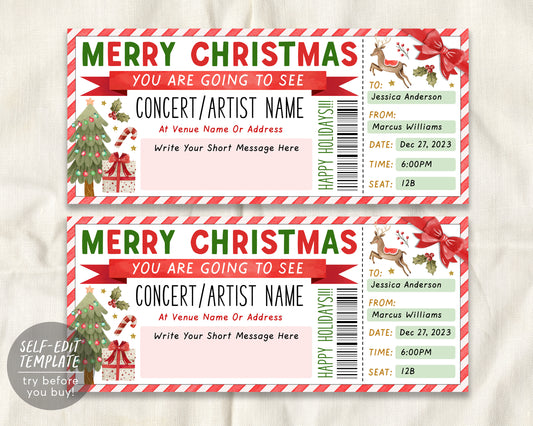 Christmas Concert Ticket Christmas Gift Voucher Editable Template