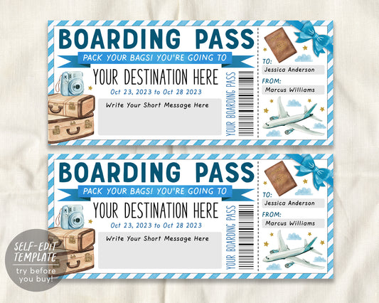 Boarding Pass Ticket Editable Template