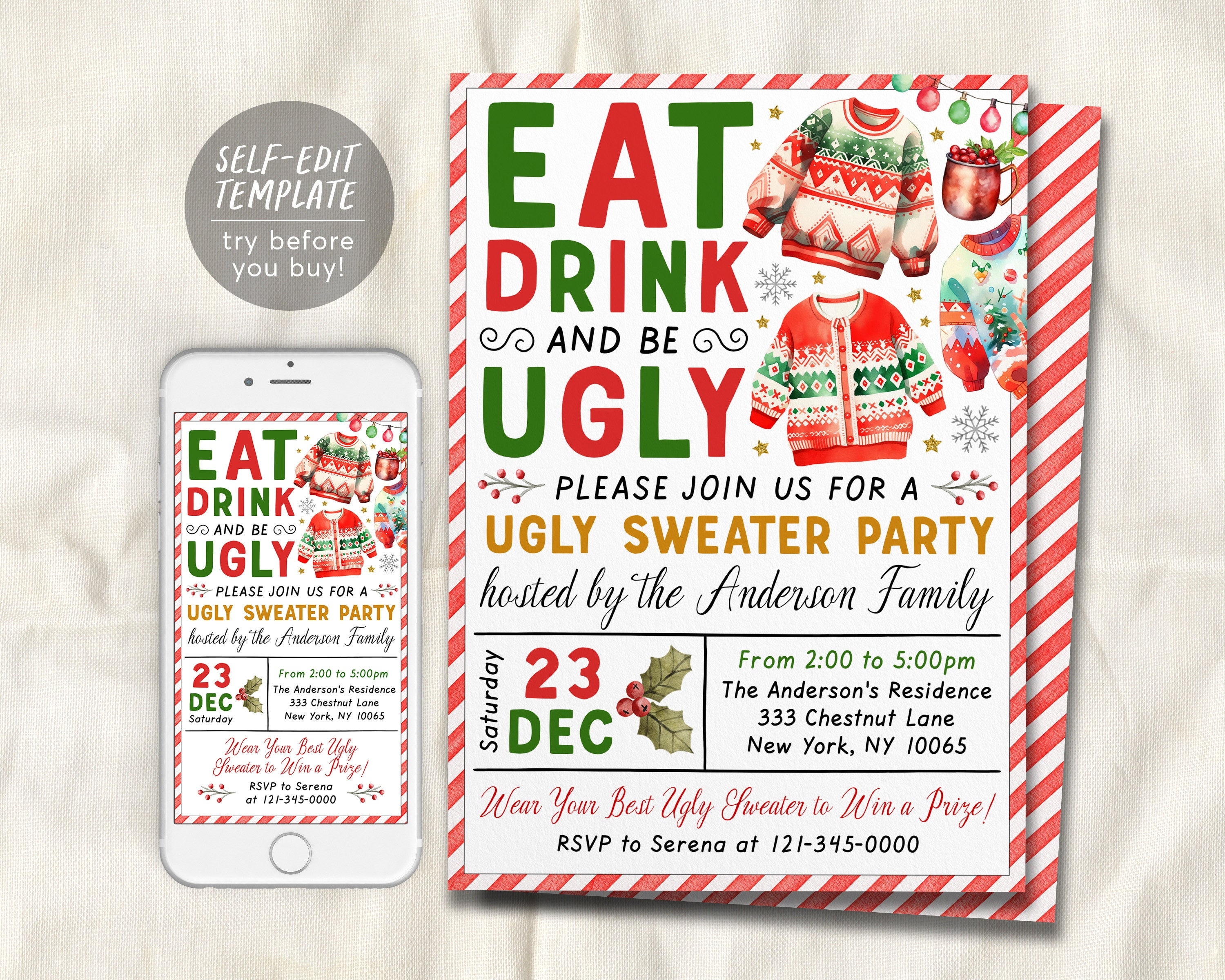 Evite ugly christmas sweater party best sale