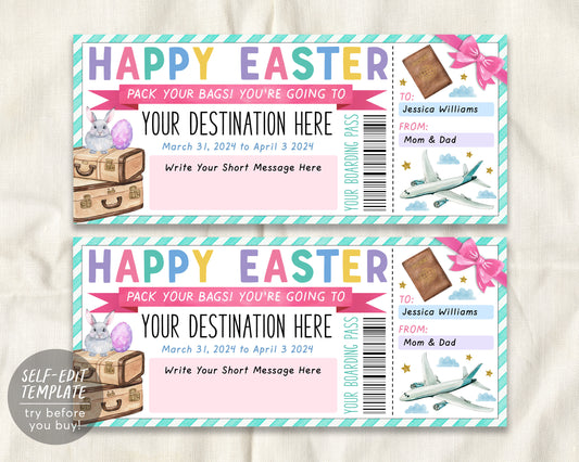 Easter Surprise Boarding Pass Editable Template