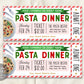 Pasta Dinner Event Ticket Editable Template
