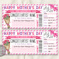 Mothers Day Concert Ticket Gift Voucher Editable Template