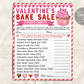 Valentines Day Bake Sale Order Form Editable Template