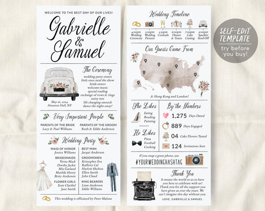 Infographic Wedding Program Editable Template