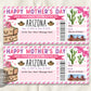 Mothers Day Arizona Trip Ticket Boarding Pass Editable Template