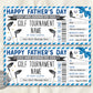 Fathers Day Golf Tournament Gift Ticket Editable Template
