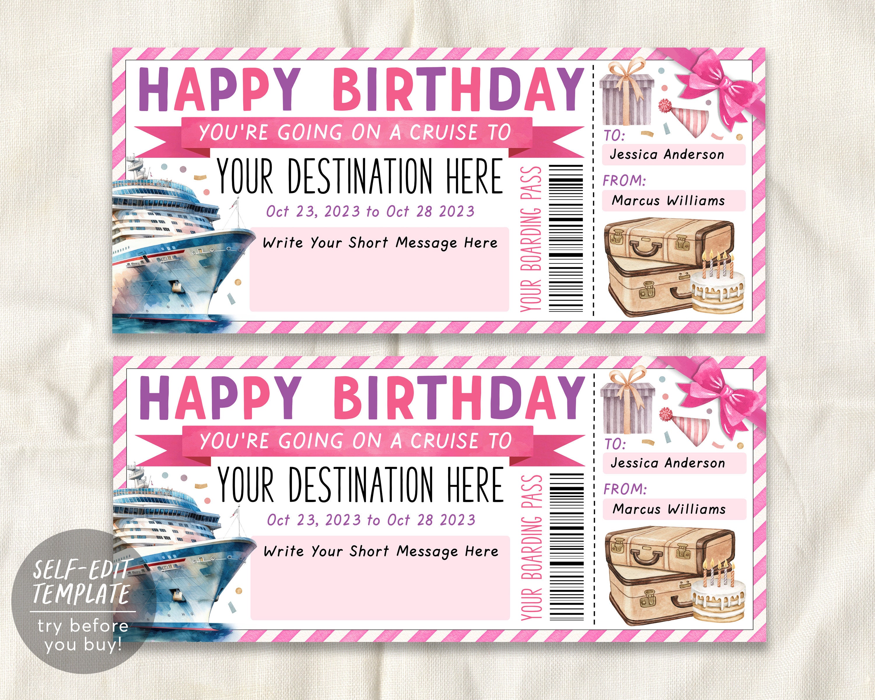 Free Printable Surprise Cruise Tickets Free Printable Surprise Cruise Tickets