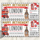 Retirement London Gift Ticket Boarding Pass Editable Template
