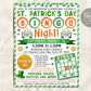 St Patrick&#39;s Day Bingo Night Fundraiser Flyer Editable Template