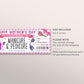 Mothers Day Mani Pedi Ticket Editable Template, Manicure Pedicure Gift Certificate For Mom, Nail Salon Spa Day Experience Voucher Coupon